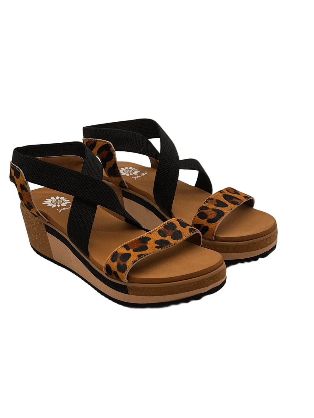 Yellow Box Janalee Leopard Print Criss-Cross Comfort Wedge Sandals
